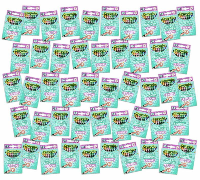 Colors of Kindness Crayons Bulk Case, 48 Individual Boxes, 24 crayons Each