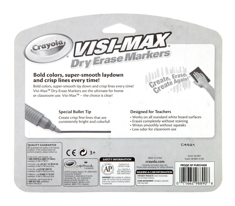 Visi-Max Dry-Erase Markers, Fine Line, 4 ct.