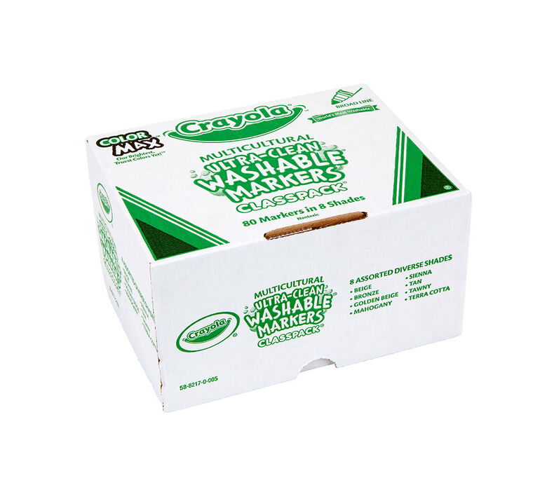 Multicultural Ultra-Clean Washable Markers Classpack, 80 Count, 8 Colors