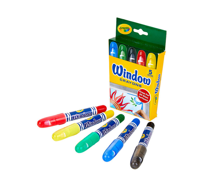 Pack of 6 Window Crayons in 6 Bright Colours. Draw on Glass and