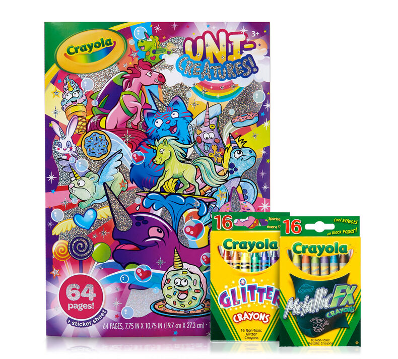 Uni-Creatures Coloring Kit with Metallic & Glitter Crayons
