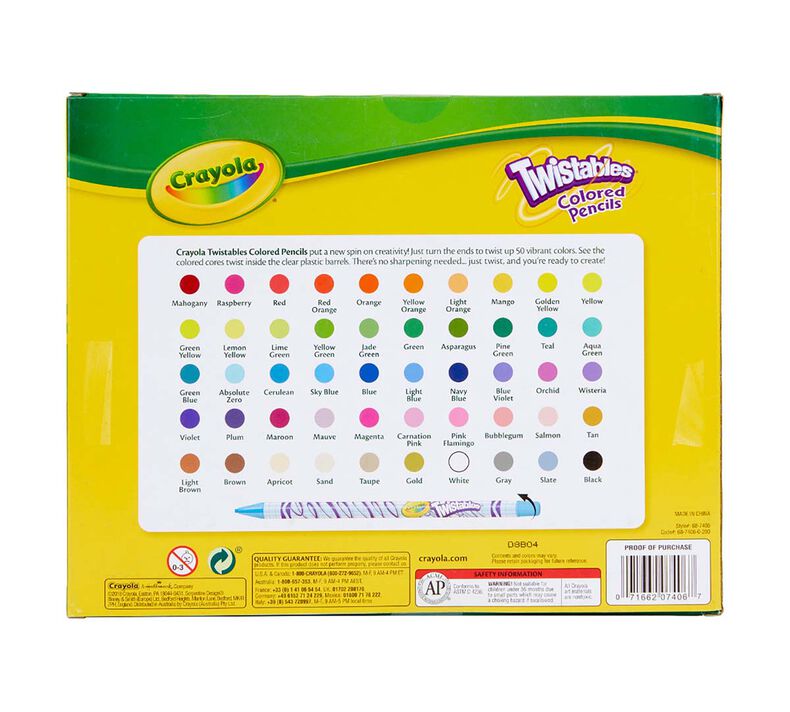 Crayola Twistables Crayons Coloring Set, Kids Craft Supplies, Gift, 50  Count 