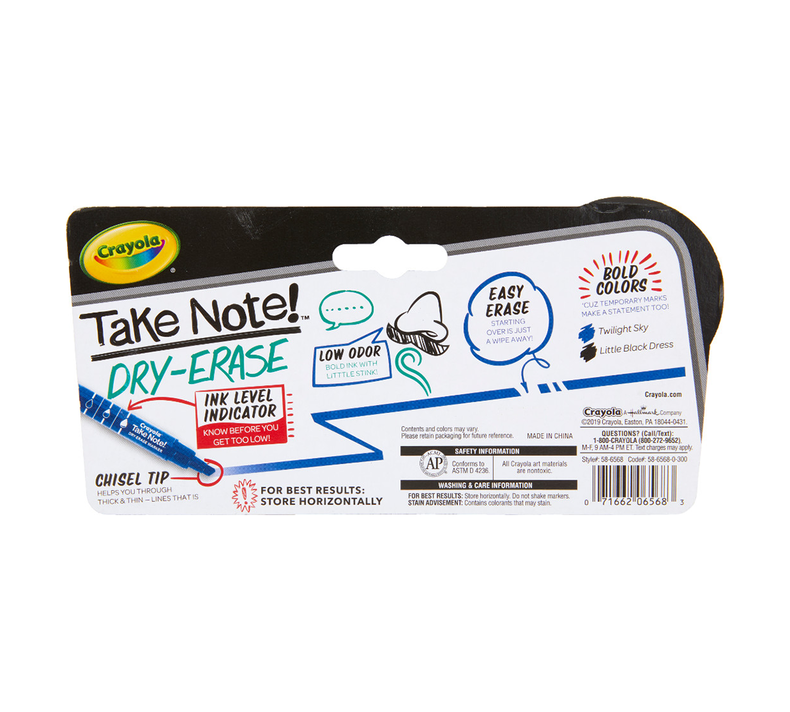 Take Note Black and Blue Dry Erase Markers, 2 Count