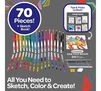 Sketch & Color Art Set 70 pieces! and Sketch Book! All you need to sketch color and create
