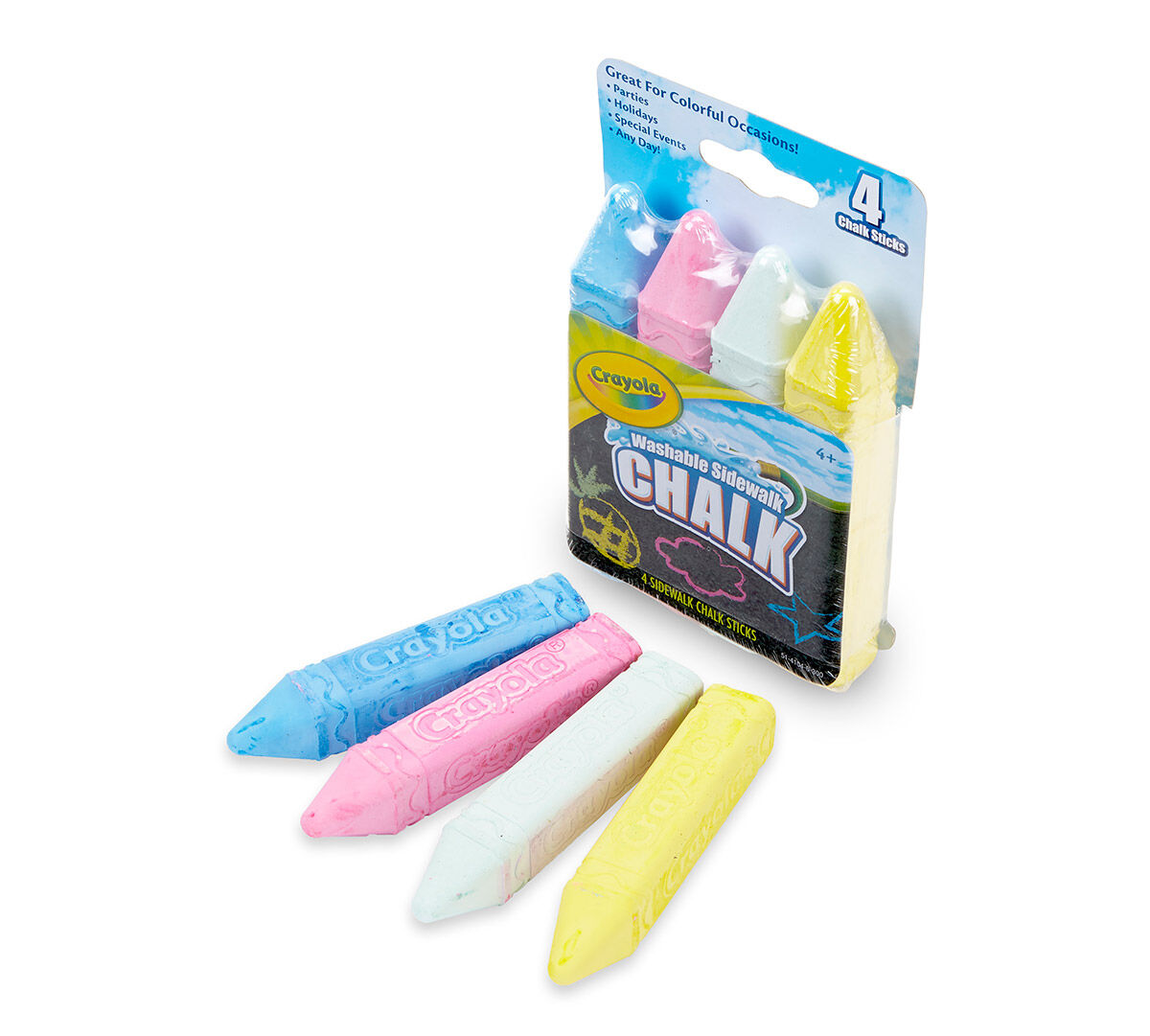 Washable Sidewalk Chalk, 4 Count Crayola