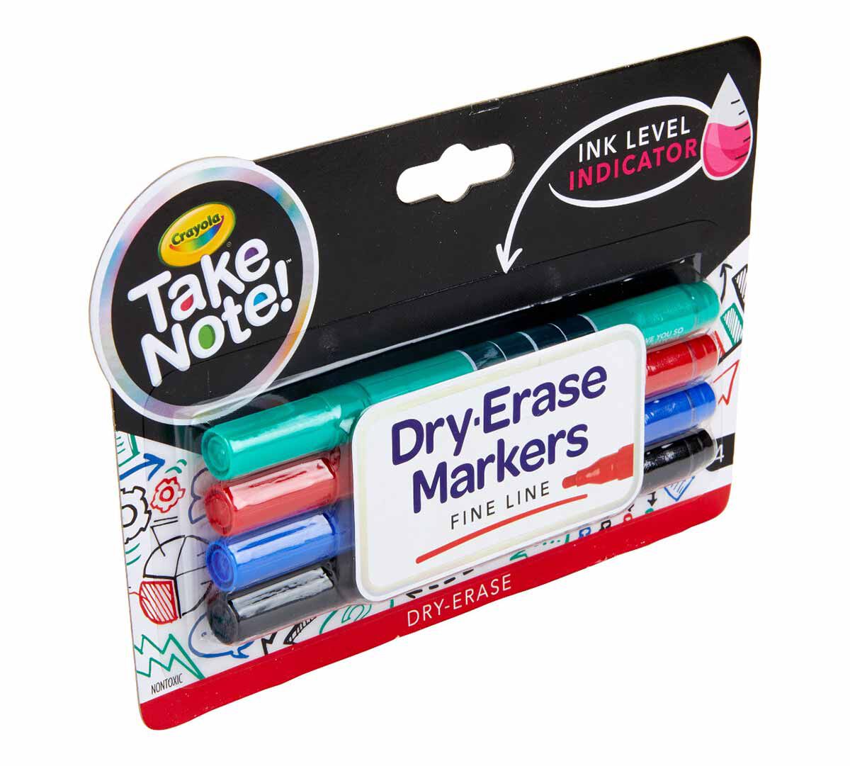 Low Odor Dry Erase Markers, Fine Tip, 4 Count Crayola