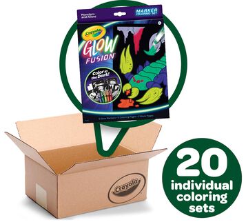 Crayola Aliens & Monster Glow in the Dark Coloring Set Bulk Case, 20 Individual Coloring Sets