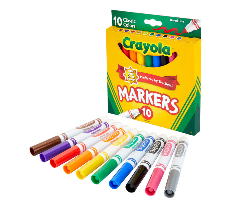 Broad Line Markers, Classic Colors, 10 Count, Crayola.com