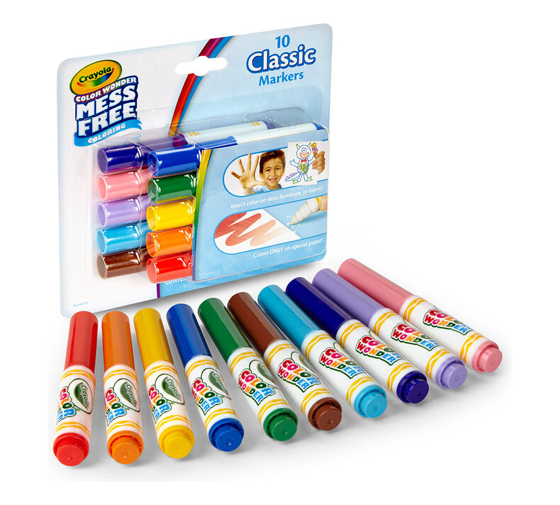 Color Wonder Mess Free Mini Markers, Classic Colors, 10 Count