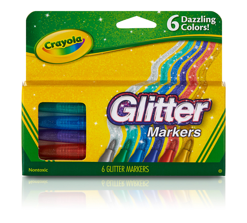 Inc Glitter Marker 6 Assorted Colors for Kids Gift Non-Toxic Water Based  Glitter Marker Pens Writes on Multiple Surfaces with Bullet Tip, Craft