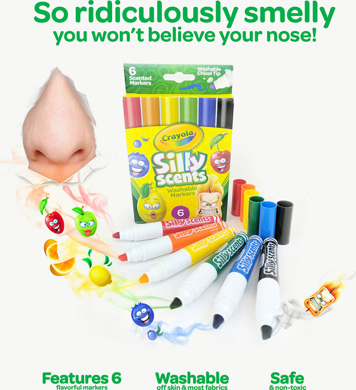 Silly Scents Chisel Tip Markers, Sweet Scents, 6 Count