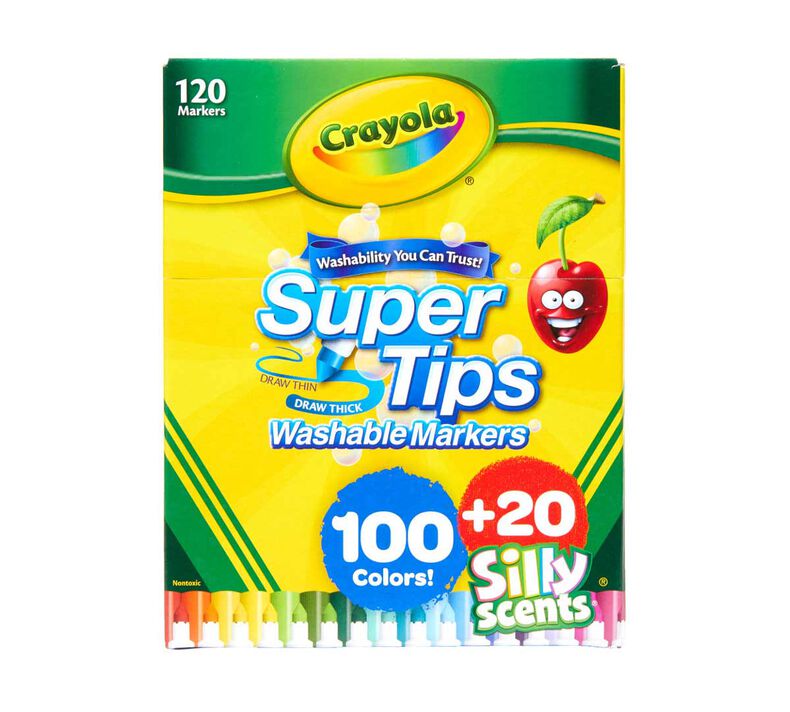 100 Ct Super Tips Washable Markers with 20 Ct Silly Scents Markers