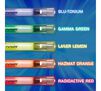 Deep Sea Creatures Glow Fusion Coloring Set markers.  Blu-tonium, Gamma Green, Laser Lemon, Hazmat Orange, Radioactive Red