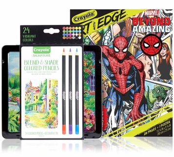 Art with Edge Spiderman Coloring Book with Blend & Shade Colored Pencils