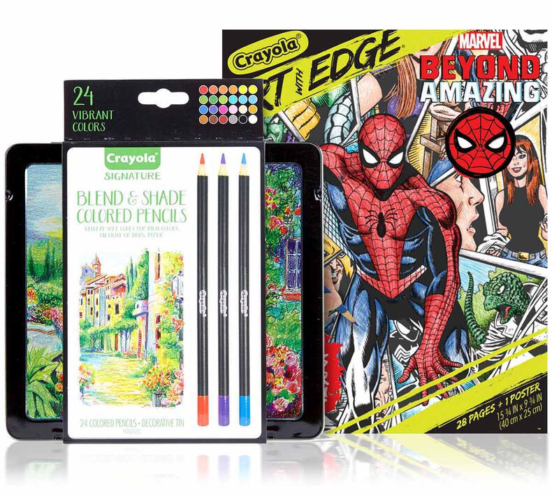 Art With Edge Spiderman Coloring Book with Blend & Shade Colored Pencils Set