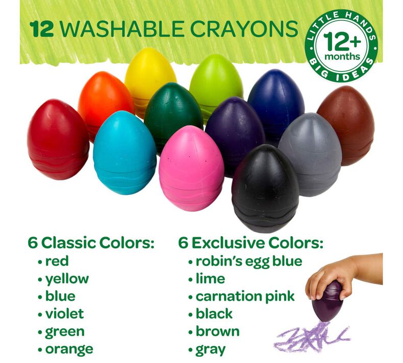 Crayones para niños pequeños, Crayola Crayons, Palm Grip Crayons Set 9  Colores Crayones no tóxicos Pintura lavable Huevo Crayon Juguetes,11 Feliz  Sencillez