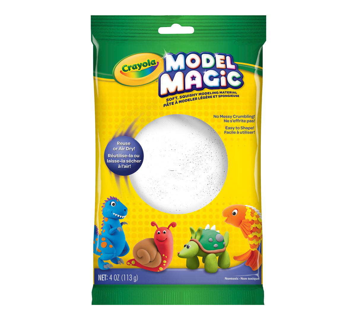 Lot of 4 Crayola Model Magic Soft Squishy Material White Yellow Blue Red 