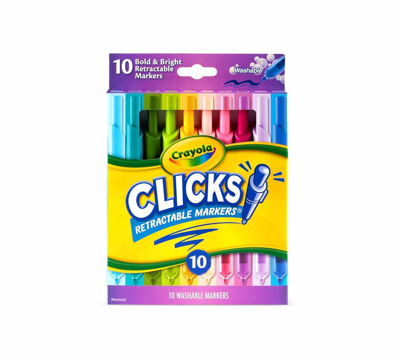 Clicks Retractable Markers, Bold & Bright, 10 Count