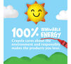 Classic Crayons, 24 count. 100% renewable energy. Crayola cares about the environment and responsibly makes the products you love.  Happy sun in sky about green hills.