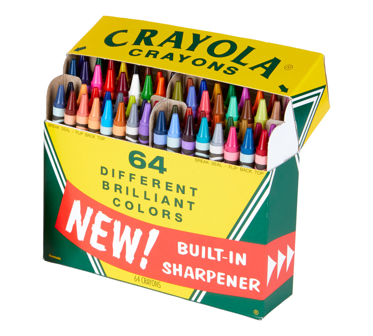 Sealed Crayola Crayons Box with Built-In Sharpener 64 Count assorted colors 