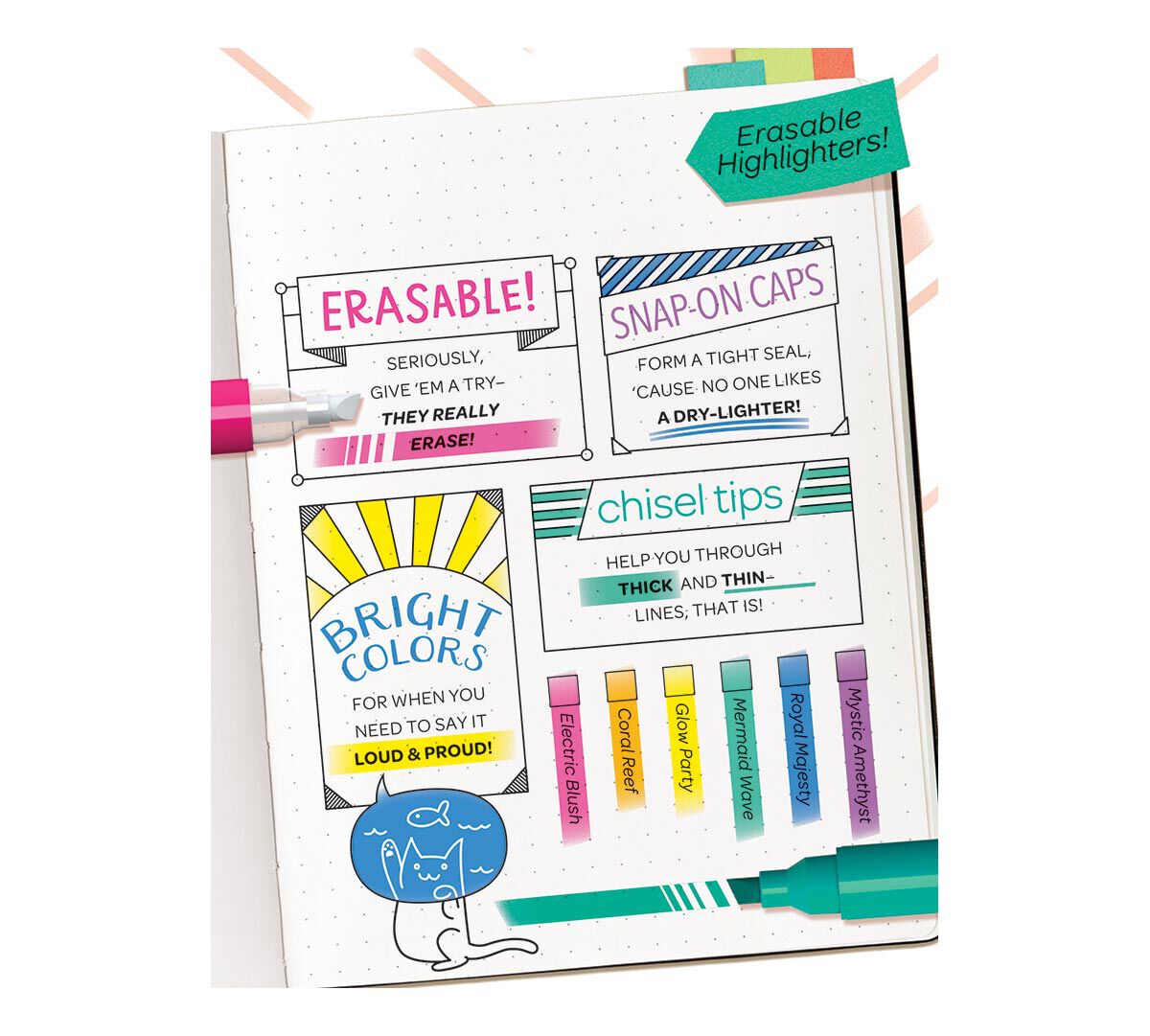 Crayola Take Note! Erasable Highlighter Markers, 6 Count, Great for Textbooks and Documents