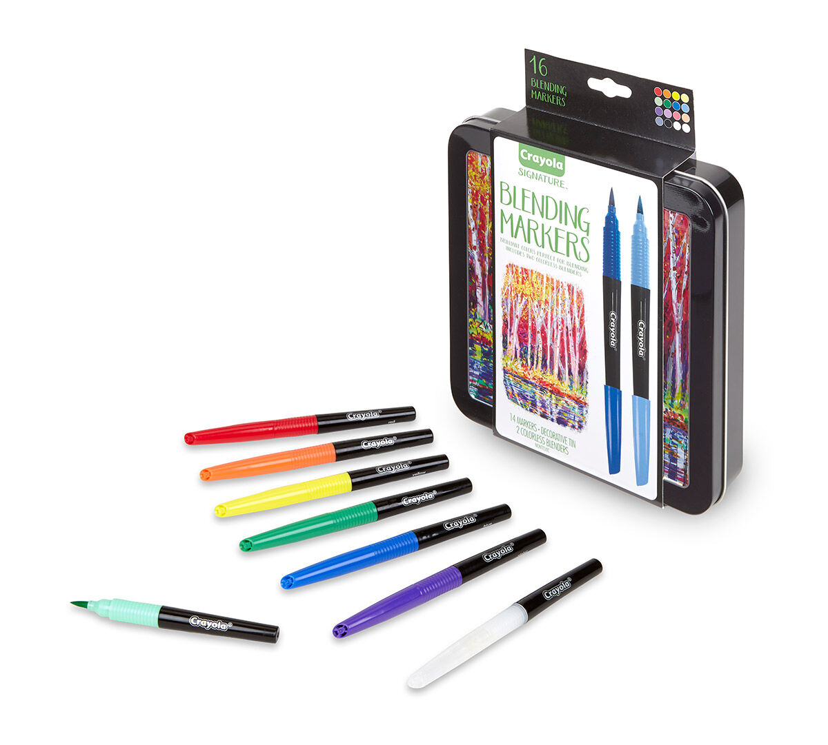Crayola Signature; Blending Markers; 14 Color Markers and 2 Blending