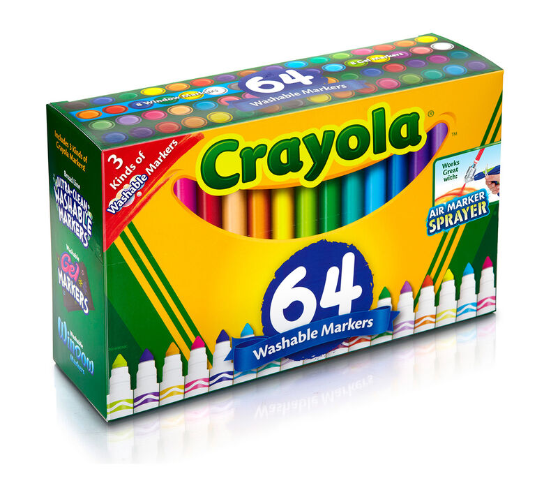 TeachersParadise - Crayola® Washable Markers, Broad Line, Assorted Colors,  Pack of 64 - BIN588180