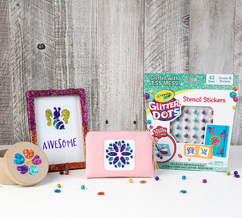 Glitter Dots Stencil Stickers