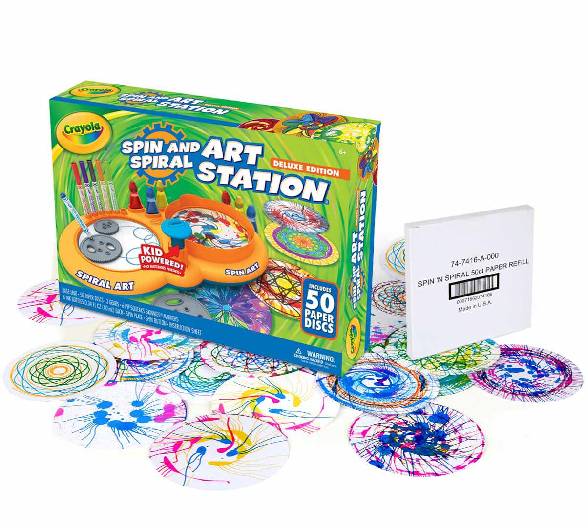 Deluxe Spin Spiral Art Station Refill Craft Set Crayola Com Crayola   SPNSPDLX01 2 In 1 Deluxe Spin And Spiral Gift Set 