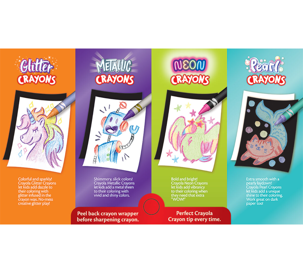 96 Neon, Metallic, Pearlescent & Glitter Crayons Crayola