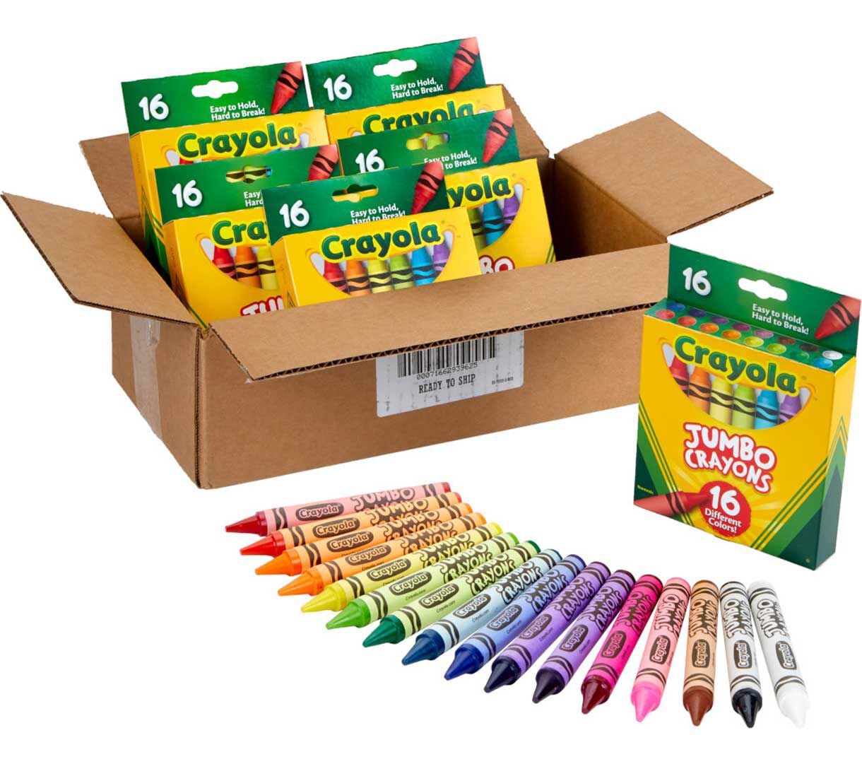 Bulk Jumbo Crayon Set, 6 Boxes of 16 Count Jumbo Crayons