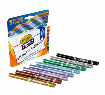 Metallic Markers, 8 Count Packaging and Content