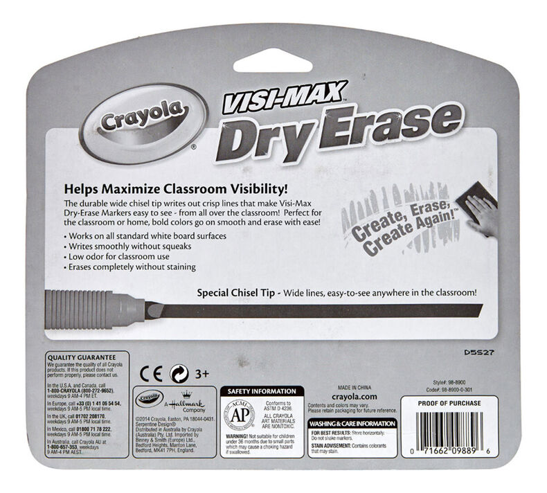 Visi-Max Dry-Erase Markers, Broad Line, 8 Count