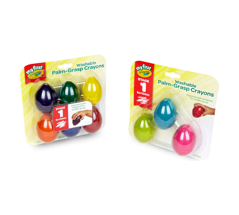 Washable Palm Grasp Toddler Crayons, 9 Count
