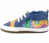 Crayola X Robeez Rainbow Tie Dye Soft Soles in Blue. One shoe right side view.