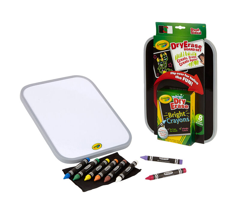 Dual-Sided Dry Erase Board Set with Bright Crayons