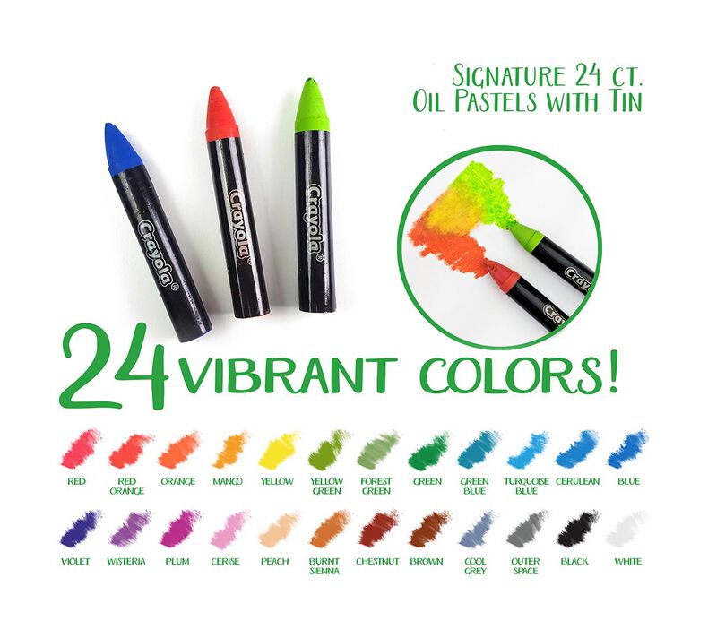Download Crayola Signature; Oil Pastels; 24 ct; Water Soluble; Storage Tin; Premium Art Tools; Great for ...