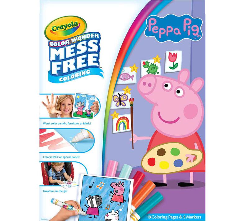 Crayola Color Wonder Peppa Pig Mess Free Coloring Kit Toddler Toys Stocking  Stuffers Coloring Book Pages