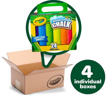 24 count Sidewalk Chalk Bulk Case, 4 Individual Boxes