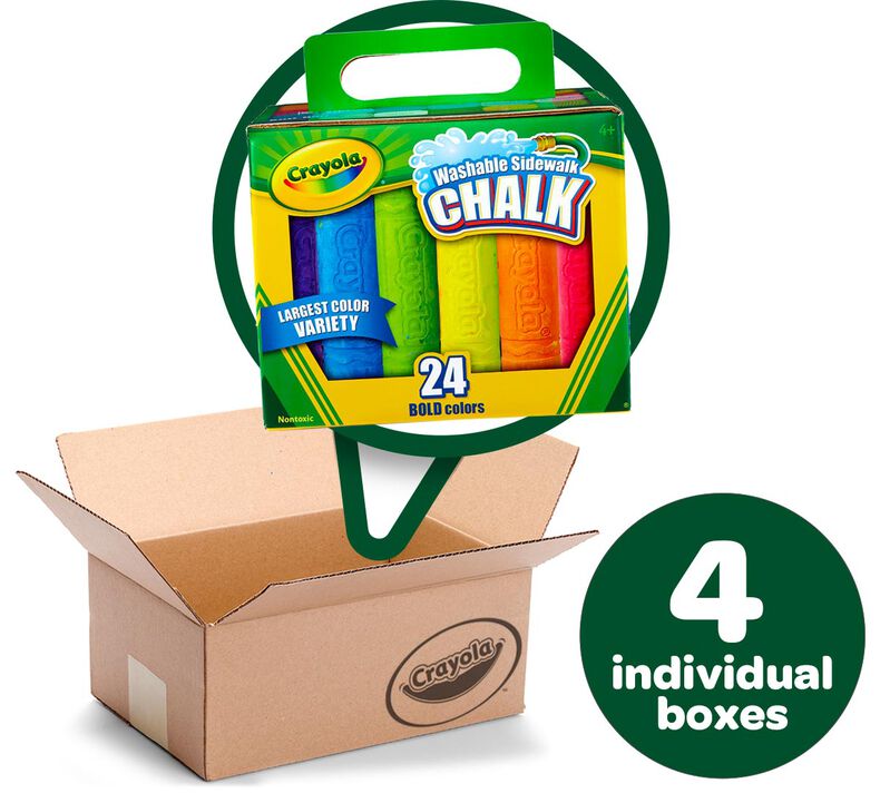 24 count Sidewalk Chalk Bulk Case, 4 Individual Boxes
