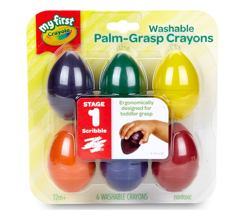 Washable Palm Grasp Toddler Crayons, 9 Count