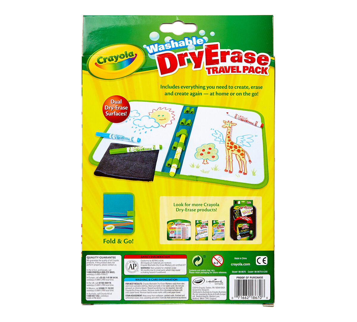 dry erase travel pack with dry erase pipsqueak markers crayola
