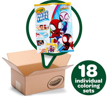 Color Wonder Mess Free Spidey and Friends Coloring Pages and Markers Bulk Case, 18 Individual Mess Free Coloring Sets
