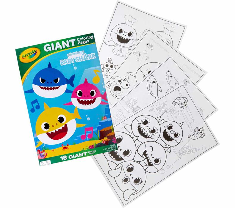 Baby Shark Giant Coloring Pages, 18 Pages