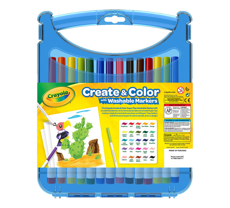 Download Crayola Create & Color Super Tips Marker Kit, 25 Super Tips Markers, 40 Drawing and Activity ...