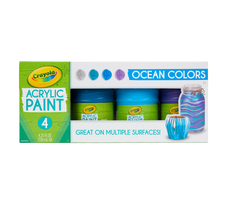 Multi-Surface Acrylic Paint, Ocean Colors, 4 Count