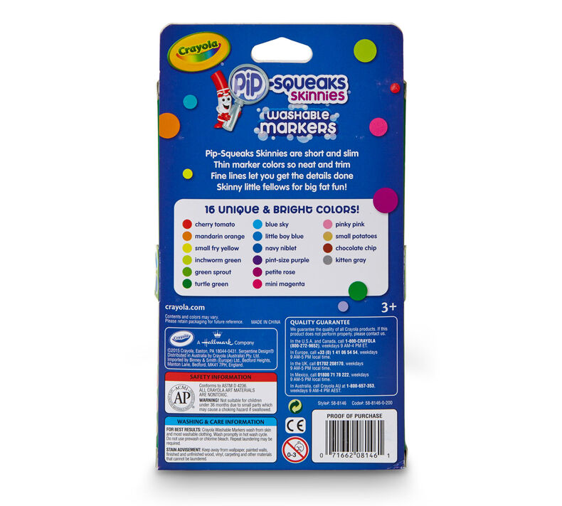 Pip-Squeaks Skinnies Marker, 16 Count