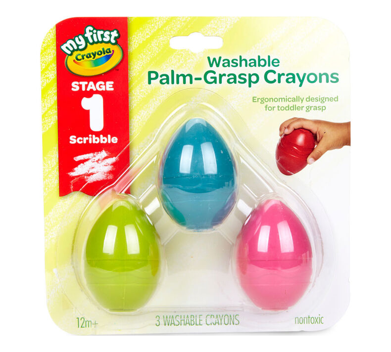 Washable Palm Grasp Toddler Crayons, 9 Count