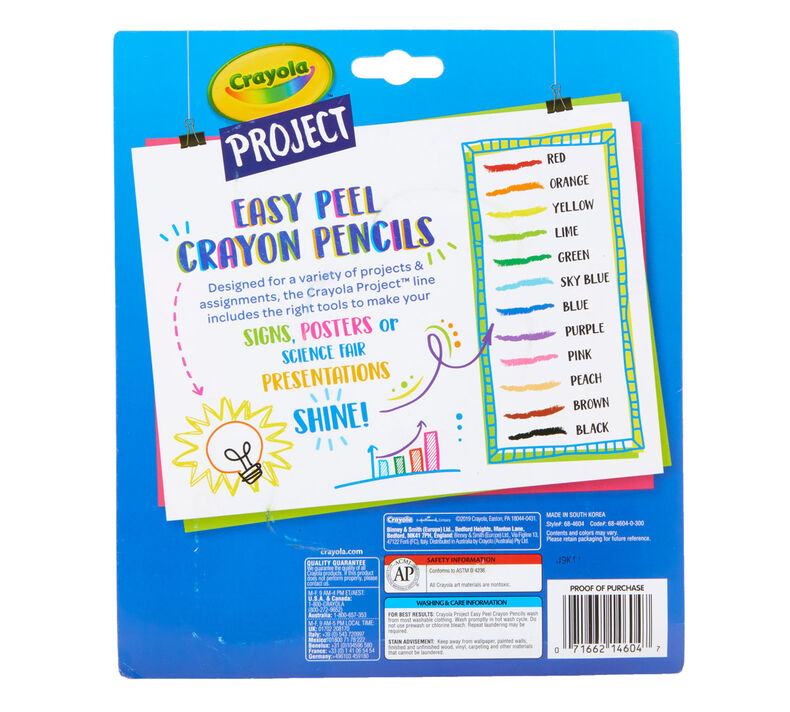 Easy Peel Crayon Pencils, 12 Count