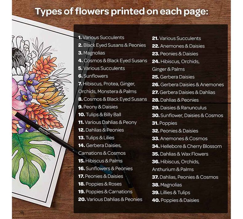 Florals,  A Flower Coloring Book, with Signature Colored Pencils